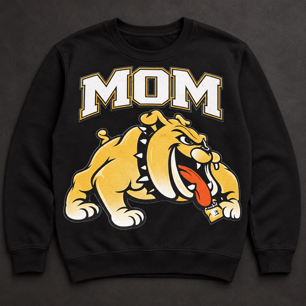 Custom college MOM bulldog crewneck example