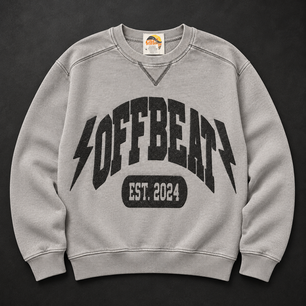 Gray Offbeat EST. 2024 puff-print crewneck sweatshirt