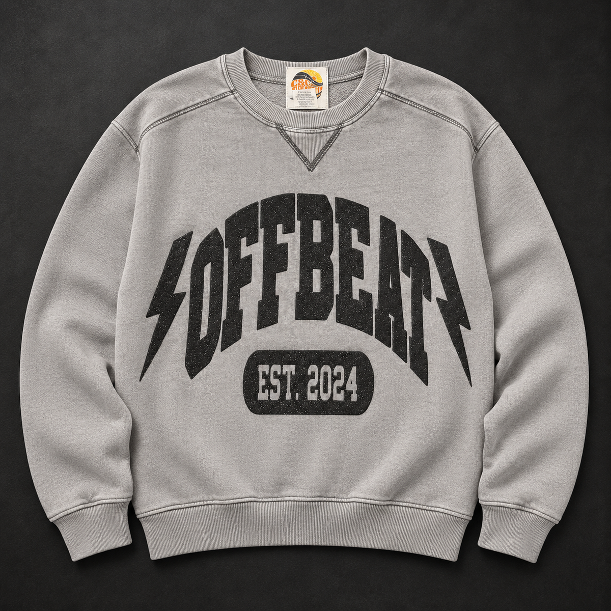 Gray Offbeat EST. 2024 puff-print crewneck sweatshirt