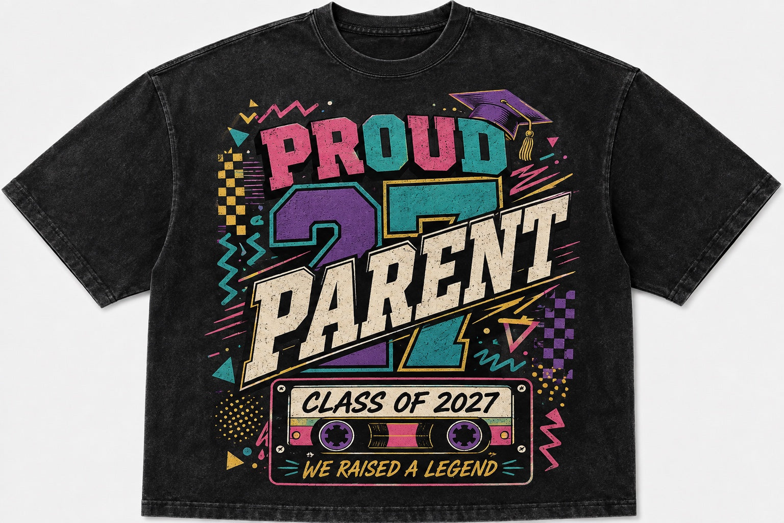 Colorful custom Proud Parent Class of 2027 shirt example