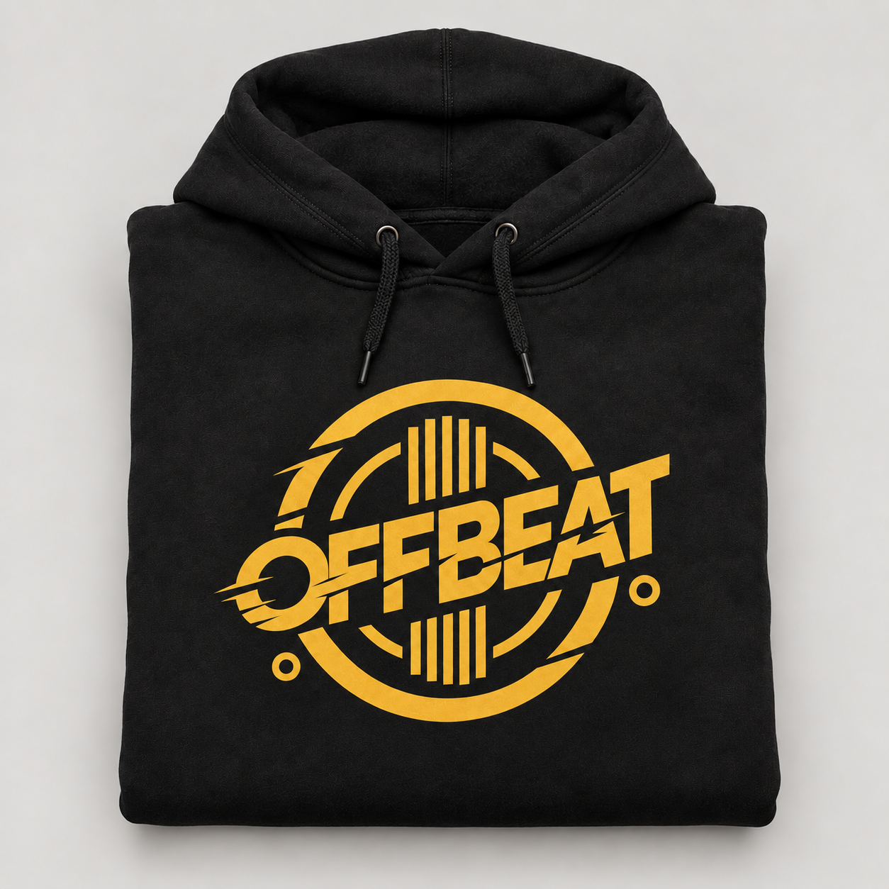 Offbeat signature black hoodie with gold logo